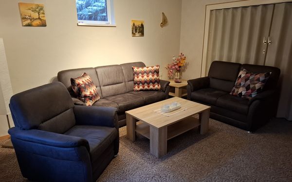 Wohnzimmer in der Ferienwohnung Bredehöft