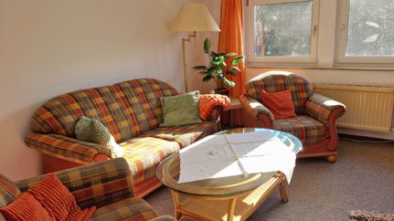 Wohnzimmer in der Ferienwohnung Am Westermoor