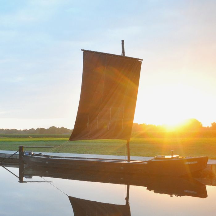 Torfschiffhafen bei der Kreuzkuhle bei Sonnenuntergang