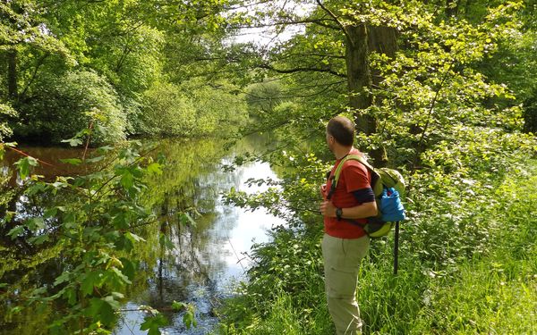 Wanderer in der Natur an der Oste