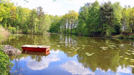 Die mit Wasser gefüllte ehemalige Mergelkuhle