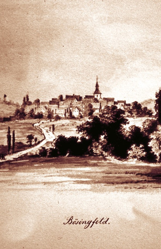Kupferstich Bösingfeld 1869