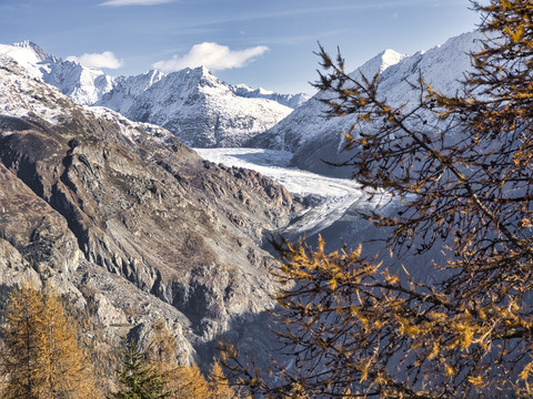 Der Grosse Aletschgletscher – ein gigantischer Eisstrom.The Great Aletsch Glacier - a gigantic ice stream.