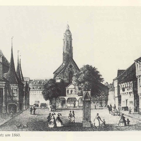 Der Marktplatz um 1860.Market Square around 1860.
