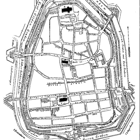 Stadt Einbeck aus dem Jahre 1750 .Floor plan of Einbeck city dated 1750.