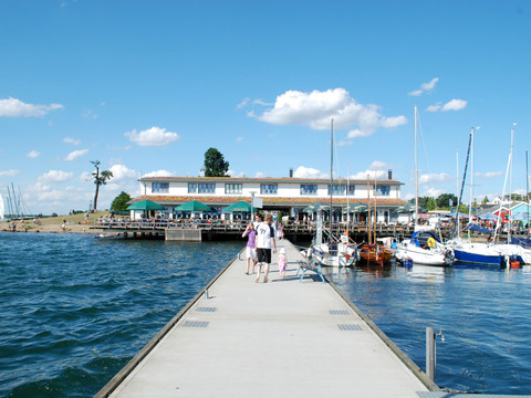 Cospudener See - Hafen Zöbigker mit Bootshaus