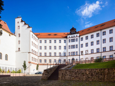 Blick auf den Schlosshof des Schloss Colditz