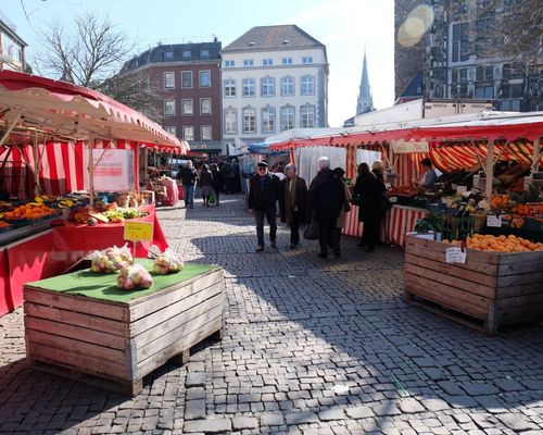 Wekelijkse markt op de Münsterplatz